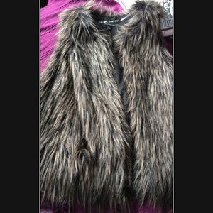 Faux fur long vest